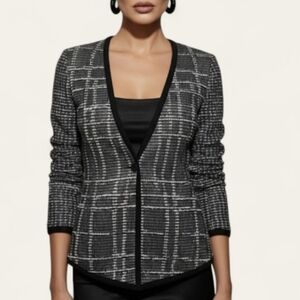 Escada Strikejacke Knit Cardigan Sweater Size 38 Tweed Coco Luxury